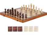 Succebuy Set Di Scacchi Magnetici In Legno, 15 Pollici, 2-IN-1, Pieghevole, Adulti E Bambini, 2 Regine, Portatile, Torneo, Principiante, Regalo Da Viaggio