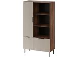 Dmora Libreria Odivelas 42X165X90H Cm Marrone Noce, 6 Ripiani 3 Ante