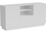 Dmora Credenza Ermesinde 40X150X78H Cm Bianco, 4 Ripiani Un Cassetto