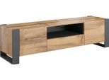 Dmora Mobile Porta Tv Sines 44X180X48H Cm Marrone Rovere Nodi, 3 Ripiani Un Cassetto