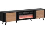 Dmora Mobile Porta Tv Tomar 40X190.5X58H Cm Nero, 2 Ripiani 2 Vani
