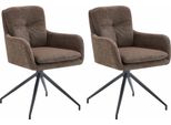 Design-Shop Set Di 2 Sedie Da Pranzo Pickett - Tessuto - Marrone