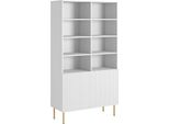 Dmora Libreria Estremoz 42X100X176.5H Cm Bianco, 10 Ripiani 2 Ante