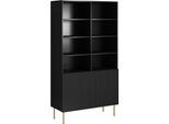 Dmora Libreria Estremoz 42X100X176.5H Cm Nero, 10 Ripiani 2 Ante