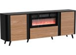 Dmora Credenza Santarem 40X190.5X68.9H Cm Nero Noce, 2 Ripiani 5 Vani