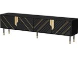 Dmora Mobile Porta Tv Seixal 40X204X55H Cm Nero, 4 Ripiani 8 Vani