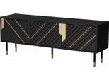 Dmora Mobile Porta Tv Seia 40X154X55H Cm Nero, 2 Ripiani 4 Vani