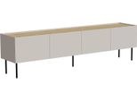 Dmora Mobile Porta Tv Novas 40X200X52H Cm Beige Rovere, Un Ripiano 4 Vani