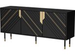 Dmora Credenza Infesta 40X154X72H Cm Nero, 2 Ripiani 4 Vani