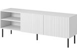 Dmora Mobile Porta Tv Gouveia 42X150X52H Cm Bianco, 3 Ripiani 6 Vani