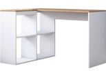 Dmora Scrivania Montone 50X120X74.8H Cm Bianco, Angolare 2 Ripiani