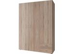 Dmora Guardaroba 3 Ante Alcacovas 51.00X120.00 Cm Marrone Rovere, Appendiabiti 3 Ripiani
