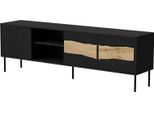 Dmora Mobile Porta Tv Feira 40X190X61.5H Cm Nero, 2 Ripiani 5 Vani
