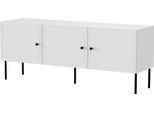 Dmora Mobile Porta Tv Moura 40X151X60H Cm Bianco, 3 Ripiani 6 Vani