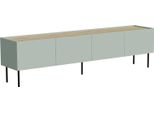 Dmora Mobile Porta Tv Novas 40X200X52H Cm Verde Rovere, Un Ripiano 4 Vani