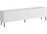 Dmora Mobile Porta Tv Gandra 42X200X52H Cm Bianco, 4 Ripiani 8 Vani
