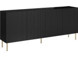 Dmora Credenza Cartaxo 42X200X82H Cm Nero, 4 Ripiani 8 Vani