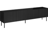 Dmora Mobile Porta Tv Gandra 42X200X52H Cm Nero, 4 Ripiani 8 Vani