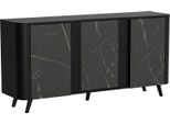 Dmora Credenza Tarouca 42X150.5X70.2H Cm Nero Marmo, 3 Ripiani 6 Vani