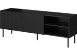 Dmora Mobile Porta Tv Gouveia 42X150X52H Cm Nero, 3 Ripiani 6 Vani