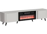 Dmora Mobile Porta Tv Tomar 40X190.5X58H Cm Beige, 2 Ripiani 2 Vani