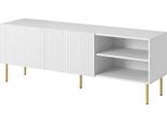 Dmora Mobile Porta Tv Guarda 42X150X52H Cm Bianco, 3 Ripiani 6 Vani