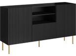 Dmora Credenza Coimbra 42X150X82H Cm Nero, 4 Ripiani Un Cassetto