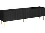 Dmora Mobile Porta Tv Ovar 42X200X52H Cm Nero, 4 Ripiani 8 Vani