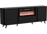 Dmora Credenza Santarem 40X190.5X68.9H Cm Nero, Cassetti 2 Ripiani