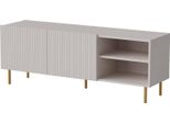 Dmora Mobile Porta Tv Guarda 42X150X52H Cm Beige, 3 Ripiani 6 Vani
