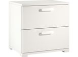 Dmora Comodino Scabiosa 40.00X50.00X45.00H Cm Bianco, Un Ripiano 2 Cassetti Italy