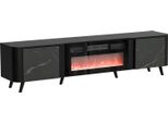 Dmora Mobile Porta Tv Tomar 40X190.5X58H Cm Grigio, 2 Ripiani 2 Vani