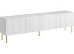 Dmora Mobile Porta Tv Ovar 42X200X52H Cm Bianco, 4 Ripiani 8 Vani