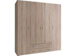 Dmora Guardaroba Grande Meda 51.00X177.00H Cm Marrone Rovere, Appendiabiti Ripiani