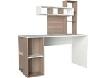 Dmora Scrivania Demonte 60X140X153.8H Cm Bianco, 6 Ripiani 8 Vani