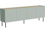 Dmora Credenza Valpacos 40X200X70H Cm Verde Rovere, Un Ripiano 4 Vani