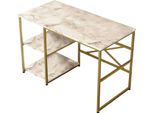 Dmora Scrivania Scorpius 60X120X75H Cm Oro, 2 Ripiani 2 Vani