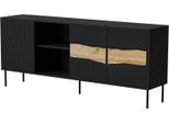 Dmora Credenza Viseu 40X190X80H Cm Nero, Un Ripiano 5 Vani