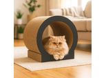 Qls Graffiatoio 3In1 Per Gatti Cartone Ondulato 39×38×39 Cm Grafite Grotta Sdraiata 11385