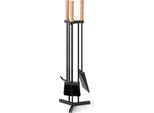 Set Per Caminetto Costway, Set Per Caminetto Da 4 Pezzi Con Manici In Legno, Attizzatoio, Pala, Scopa E Supporto, Set Per Stufa, Attrezzi Per Caminetto, Nero