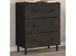 Vidaxl Mobile Laterale Nero 60X33X75 Cm In Legno Massiccio Di Mango