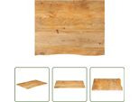 The Living Store Piano Del Tavolo Con Bordo Ad Albero 110X80X2,5 Cm In Legno Massiccio Di Mango