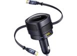 Baseus Enjoyment Max Car Charger With USB-C+USB-C Cables And USB-A+USB-C Ports 90W Black