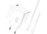 Dudao Dudao A28CEU Adapter 45Watt 1Xusb-C (1M USB-C To USB-C Cable Included) Hvid