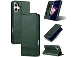 Custodia Per Iphone 16 Plus, Portafoglio Con Chiusura Magnetica E Supporto, Custodia In Pelle Flip Per Iphone 16 Plus Verde
