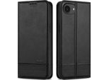 Custodia Per Iphone 16E, Portafoglio Con Chiusura Magnetica E Supporto, Custodia In Pelle Per Iphone 16E Nero