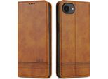 Custodia Per Iphone 16E, Portafoglio Con Chiusura Magnetica E Supporto, Custodia Flip In Pelle Per Iphone 16E Marrone