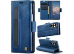 Custodia In Pelle Per Samsung Galaxy Z Fold 7, Protezione Rfid, Chiusura Magnetica, Slot Per Carte E Supporto Blu