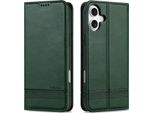 Custodia Iphone 16, Portafoglio Con Chiusura Magnetica E Supporto, Custodia Flip In Pelle Per Iphone 16 Verde