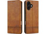 Custodia Iphone 17, Portafoglio Con Chiusura Magnetica E Supporto, Custodia Flip In Pelle Per Iphone 17 Brown